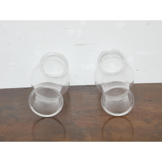 English Pair of Tall Clear Glass Hurricane Shades, English Circa 1900 For Sale - Image 3 of 7
