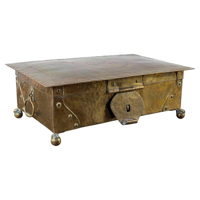 Antique Mid-19th Century Dutch Brass-Clad Tobacco Casket with Engraved Monogram For Sale - Image 14 of 14