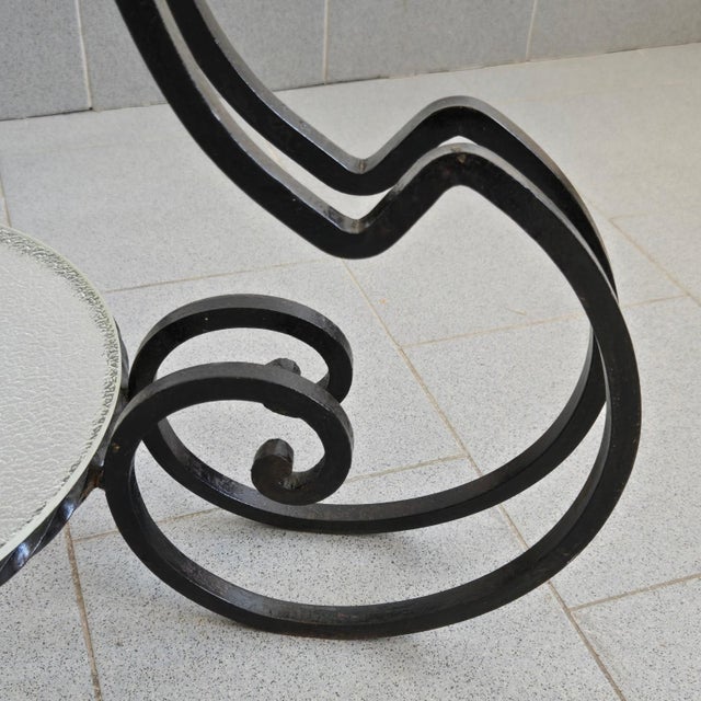 Metal Vintage Side Table in Black Metal and Frosted Glass, 1950s For Sale - Image 7 of 11