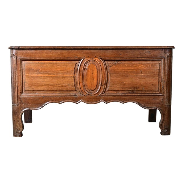 French 19th Century Solid Oak Carved Coffer For Sale