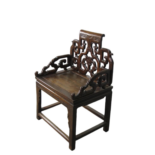 Late 19th Century A Pair Antique Chinese Rosewood Arm Chairs For Sale - Image 5 of 12