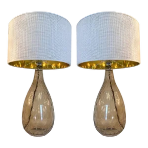 Pair of Contemporary Fumè Table Lamps Murano Glass