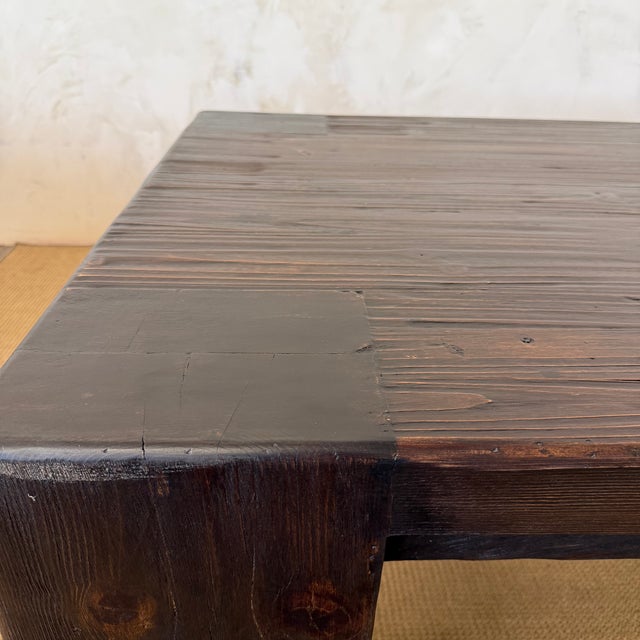 Chestnut Beam Style Reclaimed 96” Pine Dining Table in Dark Walnut Finish For Sale - Image 8 of 11