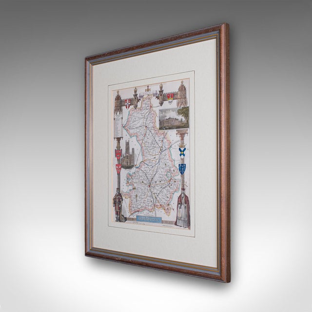 English Vintage Cambridgeshire County Map, English, Framed, After Thomas Moule, Revival For Sale - Image 3 of 12