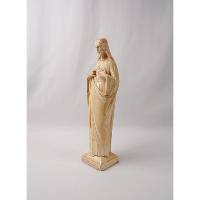 Art Deco Sacred Heart Jesus in Enameled Plaster after M. Angelli from Bacci, 1800s For Sale - Image 5 of 12