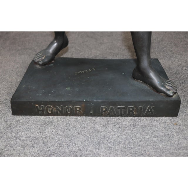 Fine French Bronze Statue "Homor Patria" After Emile Louis Picault For Sale - Image 10 of 11