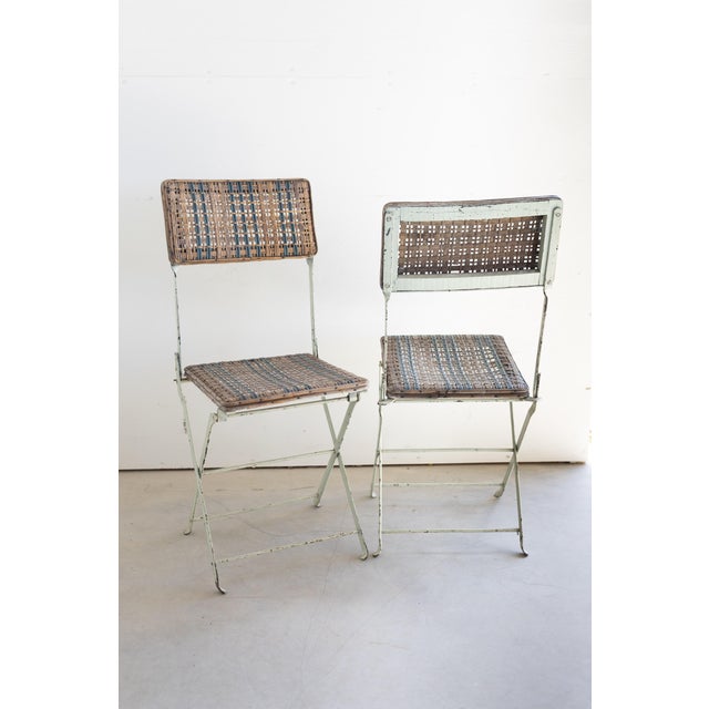 Late 19th Century Pair of French Rattan Folding Chairs For Sale - Image 4 of 13