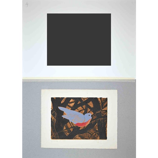 Bird in the Branches is an original artwork realized by Giselle Halff in the mid-20th Century. Original woodcut print....