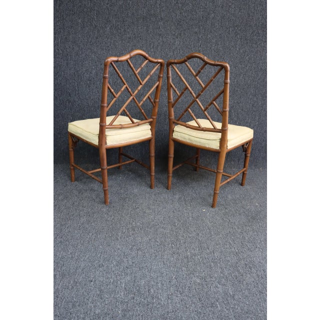 Mid 20th Century Hollywood Regency Style Faux Bamboo Carved Side Chairs - a Pair For Sale - Image 5 of 7