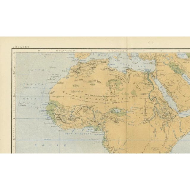 Geological Map of Africa by A.K. Johnston – Mountains and Valleys 1852 This antique map titled "The Mountains, Table...