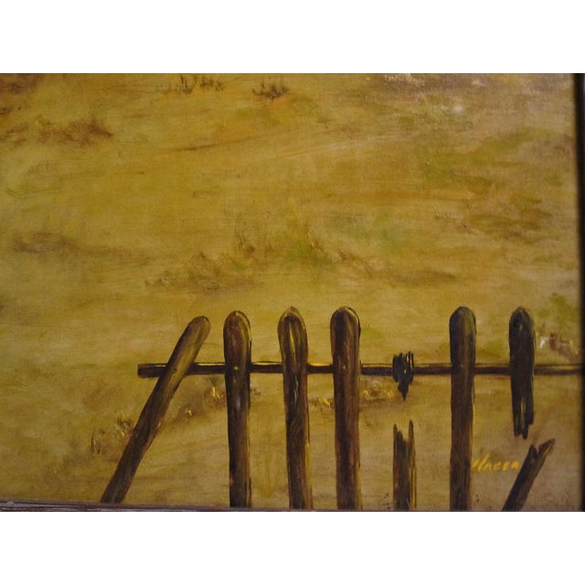 Yellow Bill Hager Vintage Painting on Board Old House Landscape For Sale - Image 8 of 11
