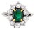 Vintage French Emerald & Diamond Daisy Ring - 18k White Gold - Circa 1990, Size 6.25 For Sale