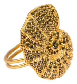 Mystic Shell Gold Adjustable Chunky Ring, Size 8