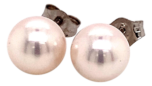 Akoya Pearl Earrings 14k White Gold Certified