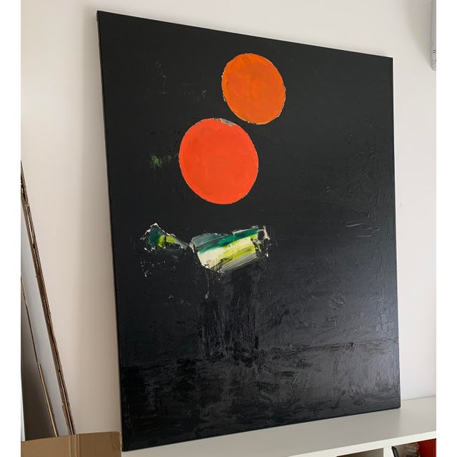 This large abstract oil painting on canvas (47x59 inches / 120x150 cm) is a striking piece of modern wall art for...