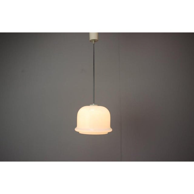 Vintage Czechoslovakian Opaline Glass Pendant Lamp, 1970 For Sale - Image 6 of 9