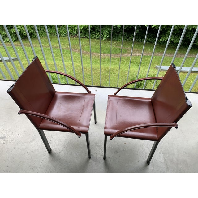 Maroon Mid-Century Leather Chairs by Carlo Bartoli for Matteo Grassi, 1990s, Set of 2 For Sale - Image 8 of 18