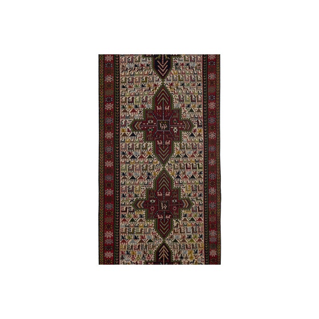 Vintage Animal Pattern Soumac Kilim Runner 3'4'' X 9'4'' For Sale - Image 4 of 11