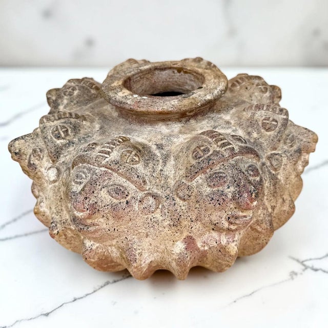 Taupe Pre-Colombian Handcrafted Perpetual Head Vase For Sale - Image 8 of 9
