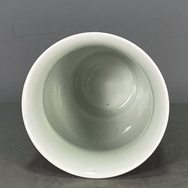 Ceramic Vintage Qing Blue & White Porcelain Cup – Famille Rose Orchid Medallion, "Qing Dynasty Collection" Mark For Sale - Image 7 of 9