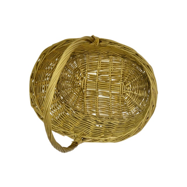 Contemporary Gold Oval Wicker 12” Basket For Sale - Image 3 of 5