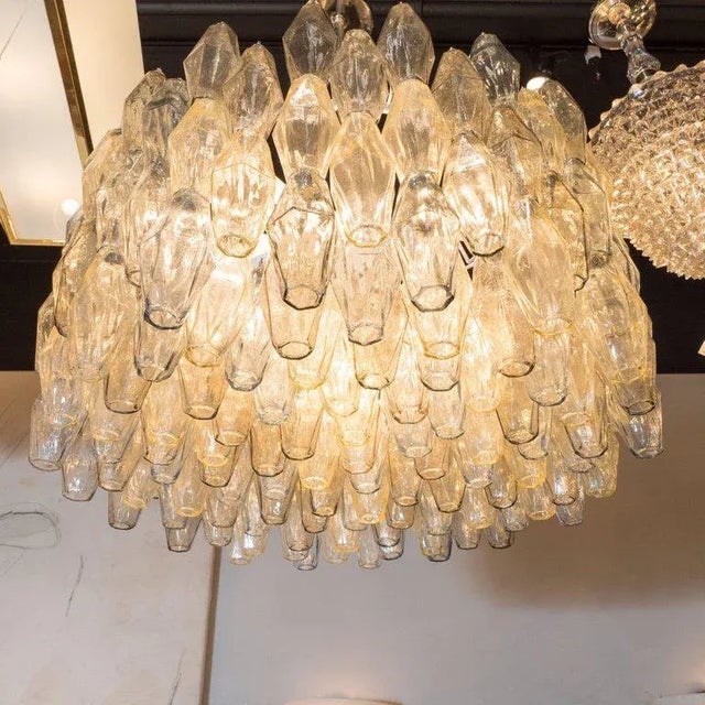 Metal Modernist Handblown Murano Glass Polyhedral Drum Chandelier with Nickel Fittings For Sale - Image 7 of 10