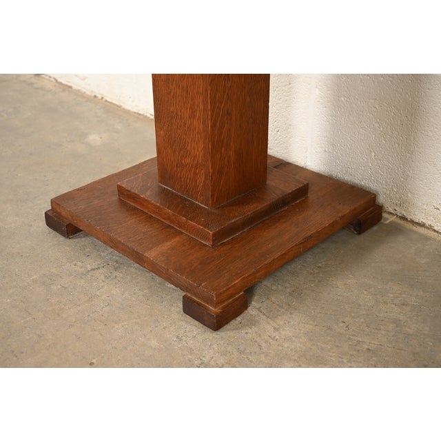 Stickley Brothers Style Antique Mission Oak Arts & Crafts Pedestal or Plant Stand, Circa 1910 For Sale - Image 10 of 12