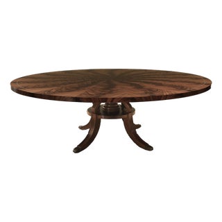 Round Mahogany Dining Table for Seating 10-12 People Brown Finish For Sale