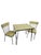 A great three-piece child’s dinette set with a square table and two matching chairs, finished in a distinctive yellow,...
