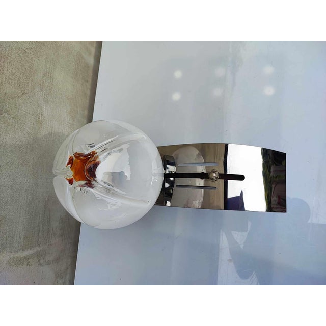 Wall lamp, nickel-plated, Murano, vintage from the 1960s-70s, dimensions: height 34.5 cm, width 9.5 cm, depth 27 cm,...