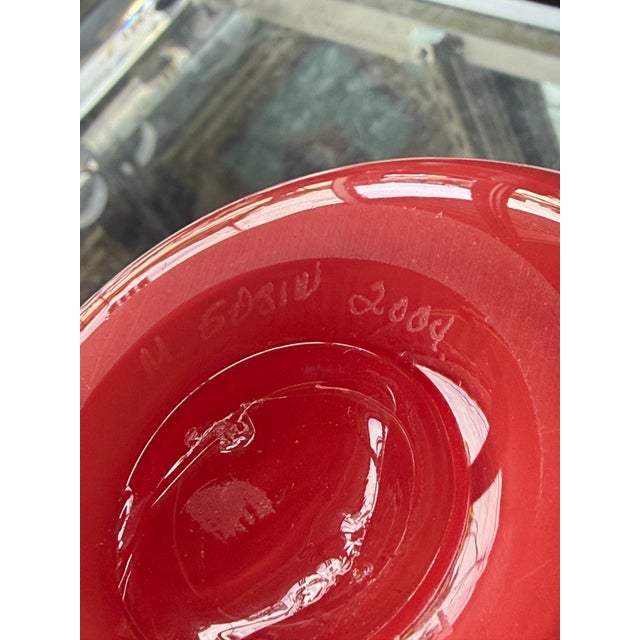 Glass Michael Sosin Signed Kanji Art Glass Vase Vessel For Sale - Image 7 of 7