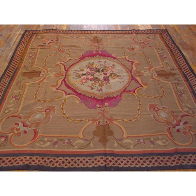 French Aubusson Carpet from Charles X period Size: 8'0" x 8'0". By the late 1830’s there was already a tendency toward...