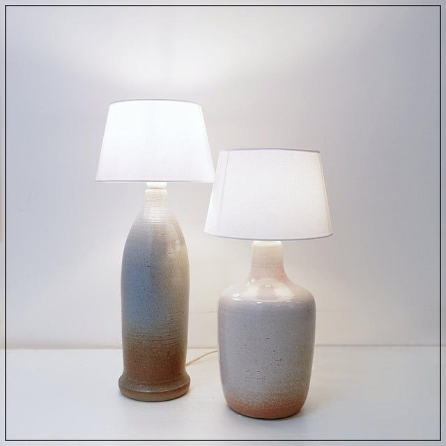 Vintage Two-Tone Finish Ceramic Table Lamps, 1980s, Set of 2 For Sale - Image 11 of 12