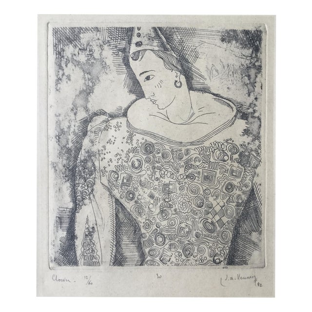 Alexis Keunen, Clown, 1942, Etching For Sale