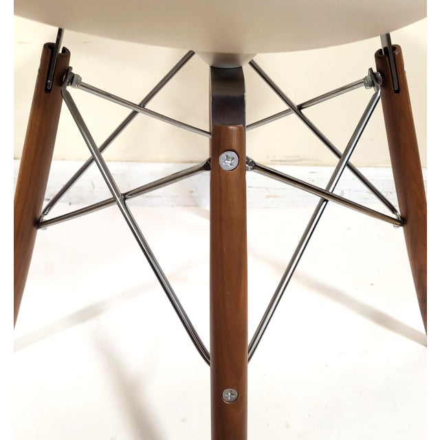Modern Walnut & Molded Plastic Eames for Herman Miller White Shell Chair For Sale - Image 11 of 18