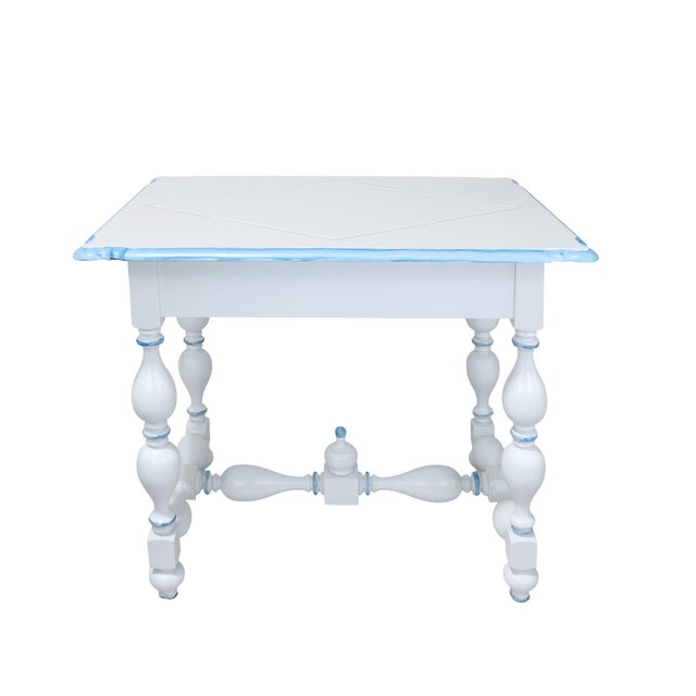 Vintage French Louis XIII Style Painted Game Table With Two Hidden Drawers For Sale - Image 12 of 12
