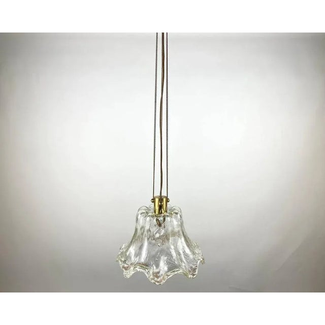 Vintage Ceiling Lamp in Glass & Brass, Germany, 1970s For Sale - Image 4 of 9