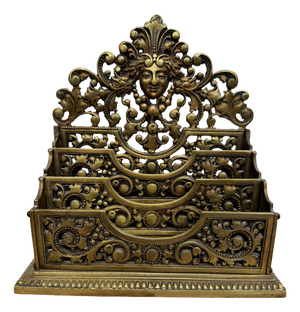 Decorated Bronze Desk Letter Holder, Late 19th Century