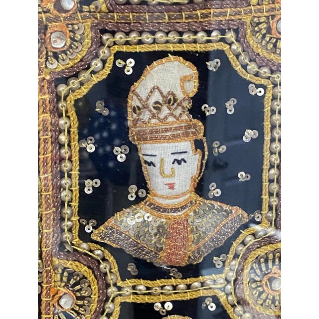 Vintage Burmese Kalaga Framed Embroidery For Sale In Miami - Image 6 of 12