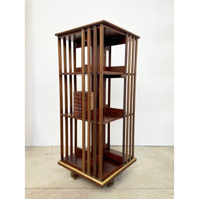 Mahogany and Brass Rotating Bookcase from G. Borgeaud, 1900 For Sale - Image 16 of 16