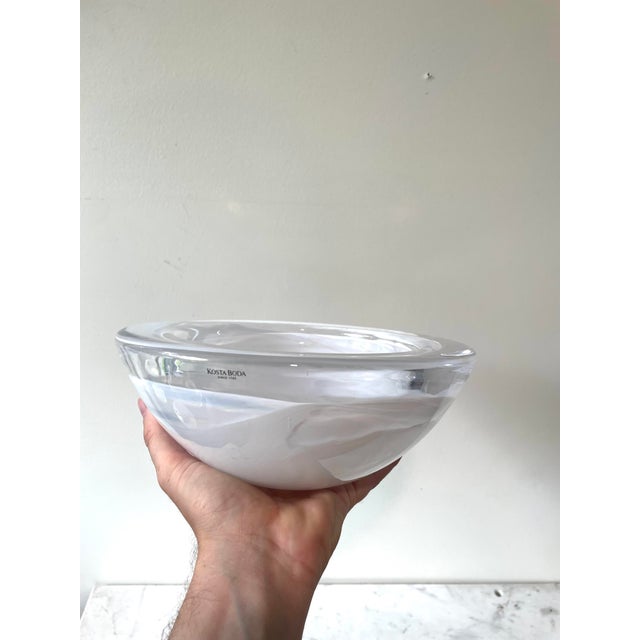 Vintage Kosta Boda White Crystal Swirl Bowl by Anna Ehrner Chairish