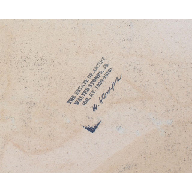 Paper Oil on Paper Painting of a Seated Figure by Walter Stomps For Sale - Image 7 of 7