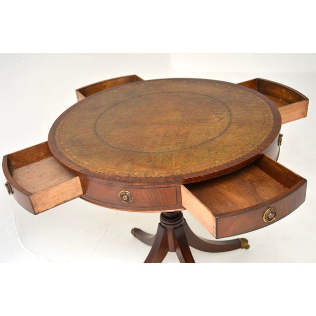 Antique Regency Style Leather Top Drum Table, 1890 For Sale - Image 4 of 12