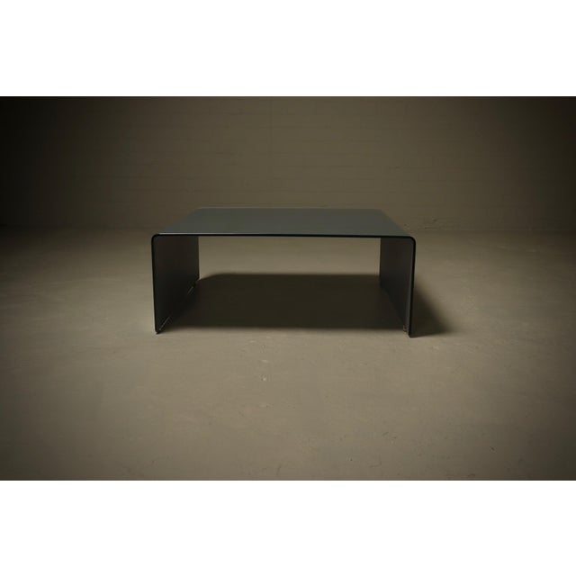 Metal Italian Modern Etched Glass Coffee Table, 1980s For Sale - Image 7 of 10