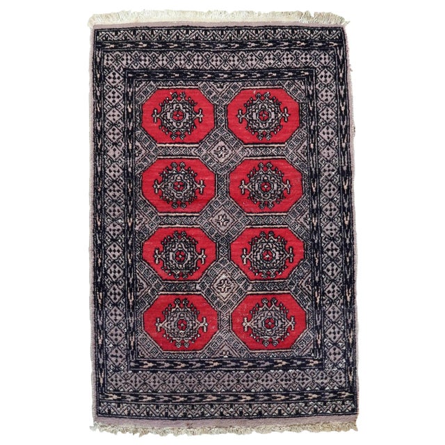 1970s Handmade Vintage Uzbek Bukhara Rug 2.7' X 4.1' For Sale - Image 12 of 12