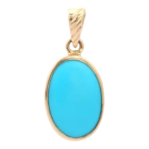 Victorian 14k Gold Turquoise Pendant Necklace