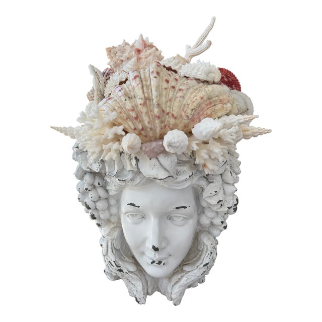 Celestial Meets the Sea, Shell Incrusted Bust-Coastal Art Sculpture For Sale