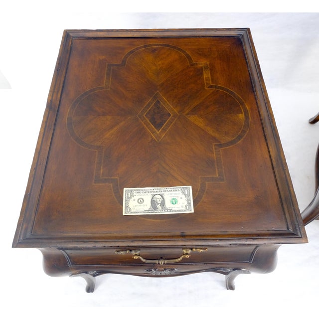 Pair of Thomasville Fine Inlayed Tops Cabriole Legs One Drawer End Tables MINT For Sale - Image 14 of 18