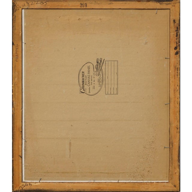 1950s Stone Barn in Foothills, Mid Century Pastoral Landscape Painting, Framed For Sale - Image 4 of 5