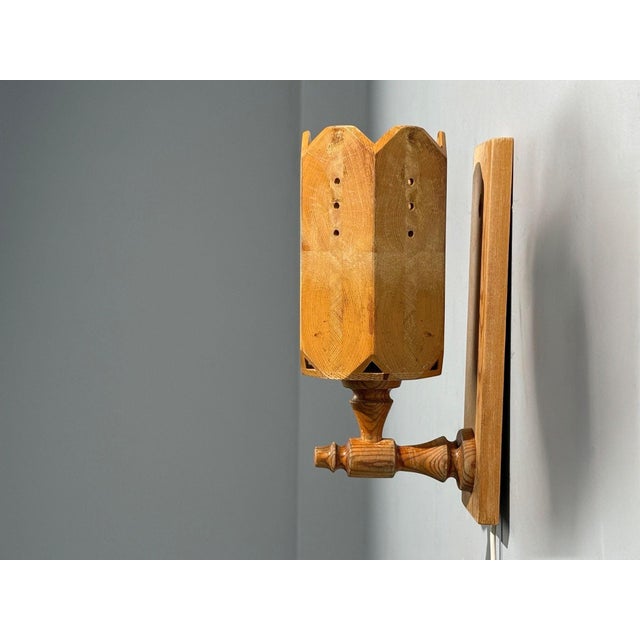Swedish Modern, Pine, Wall Sconce, Sweden, 1970s For Sale - Image 4 of 9
